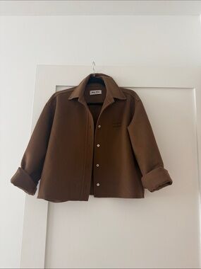Miu Miu Chocolate Brown Cropped Button Jacket